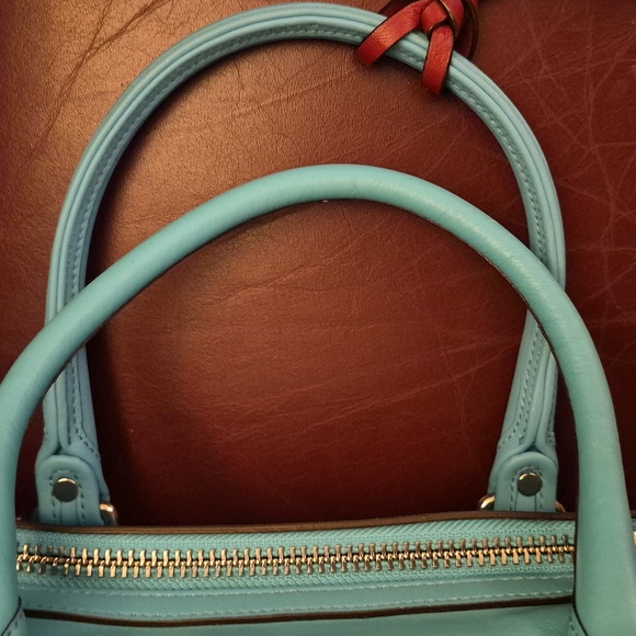 EUC 🌟 LN 🐦 COACH 🐦 HALEY (13') Leather PERFORATED Satchel 💙 ROBIN & BURGUNDY - Picture 15 of 15